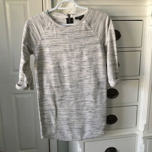 Topshop grey ribbed tunic with 3/4 length sleeves